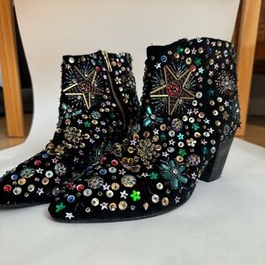Free people night out black velvet sequin booties 39